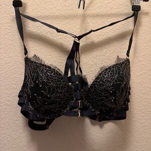 2014 Victoria's Secret Black Lace Strappy Bra and panties